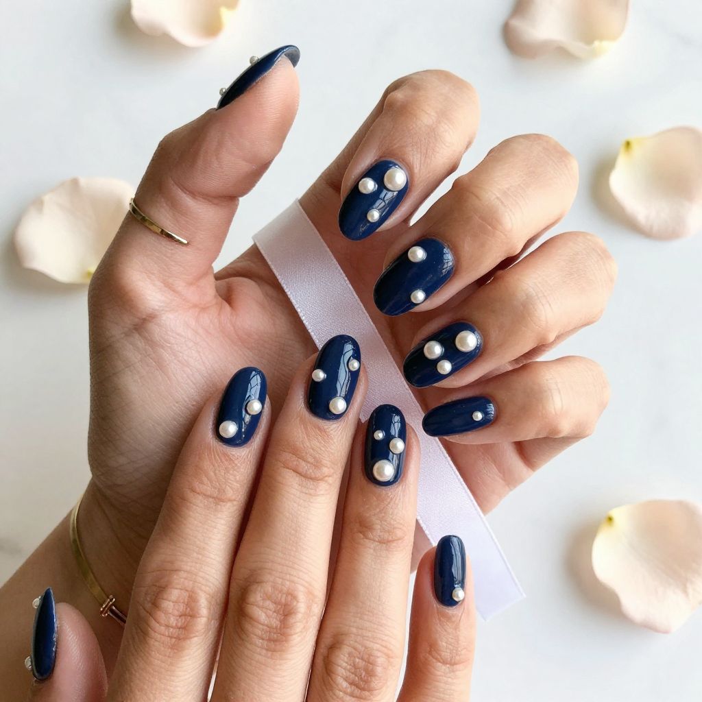Navy Blue Nail Designs 14
