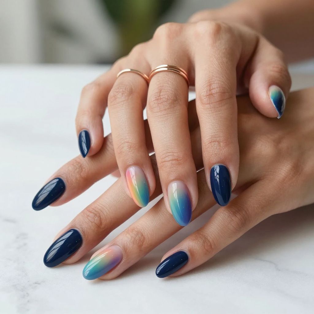 Navy Blue Nail Designs 15