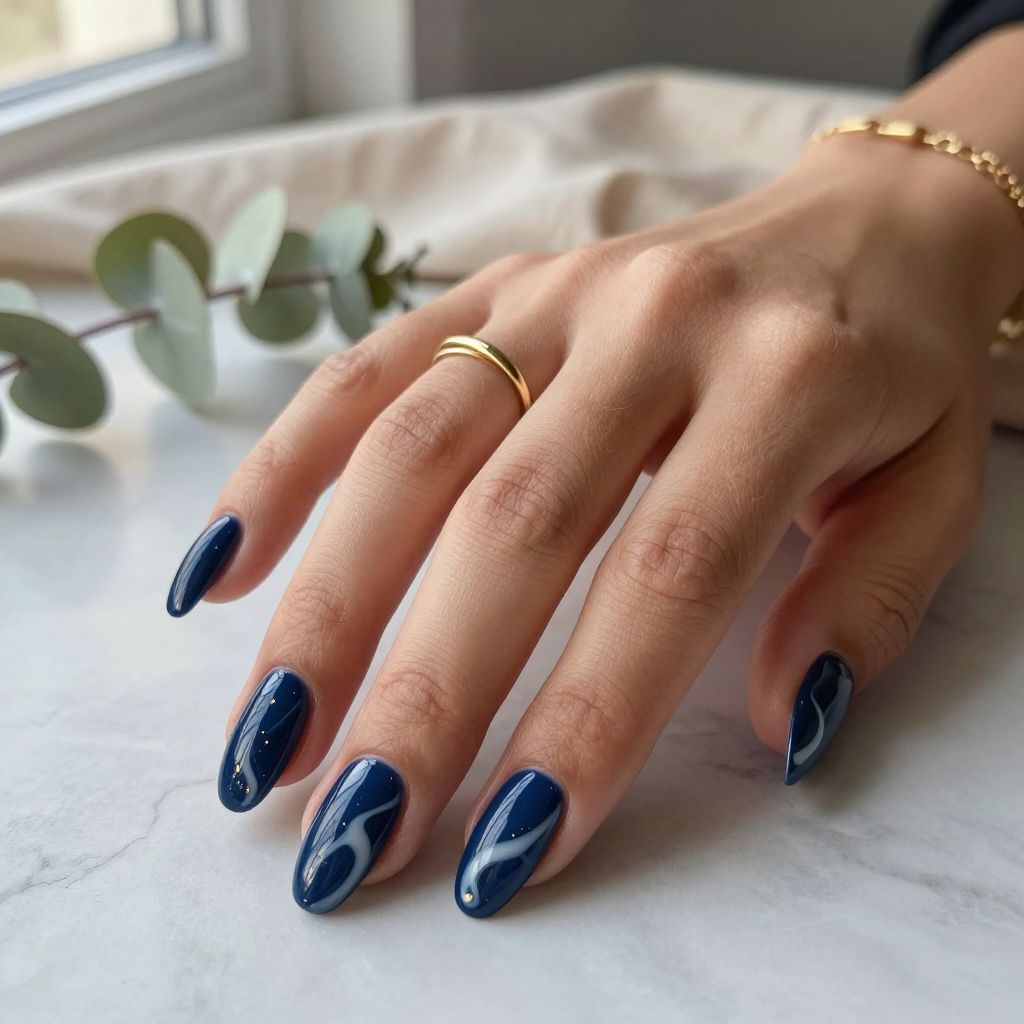 Navy Blue Nail Designs 4