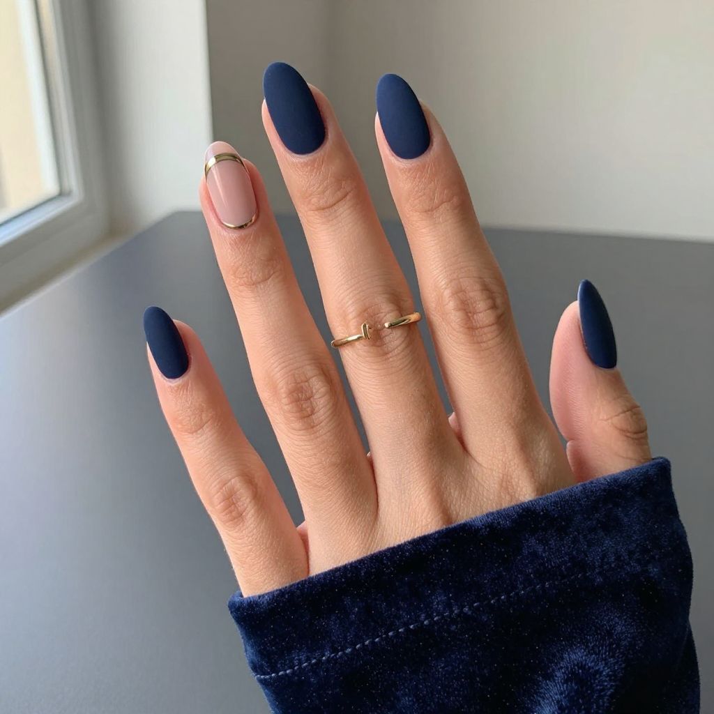 Navy Blue Nail Designs 6