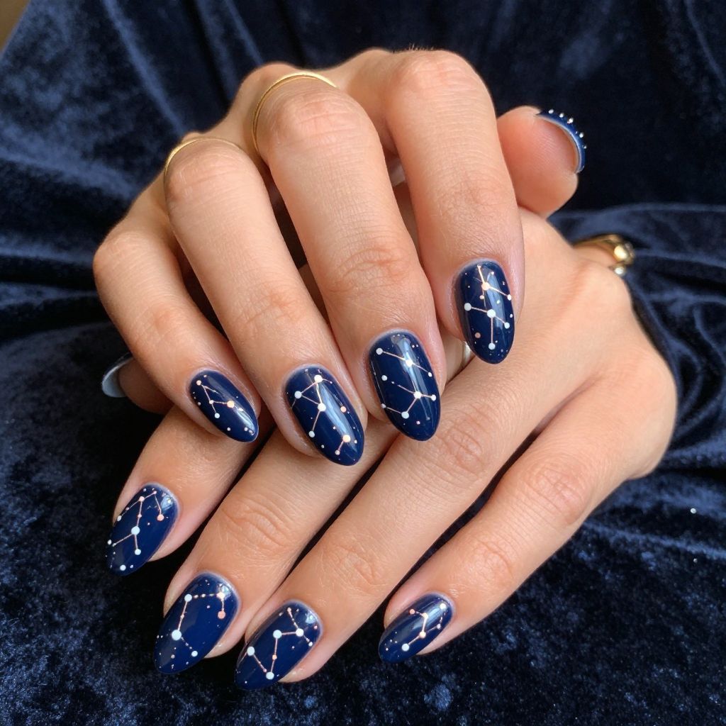 Navy Blue Nail Designs 9