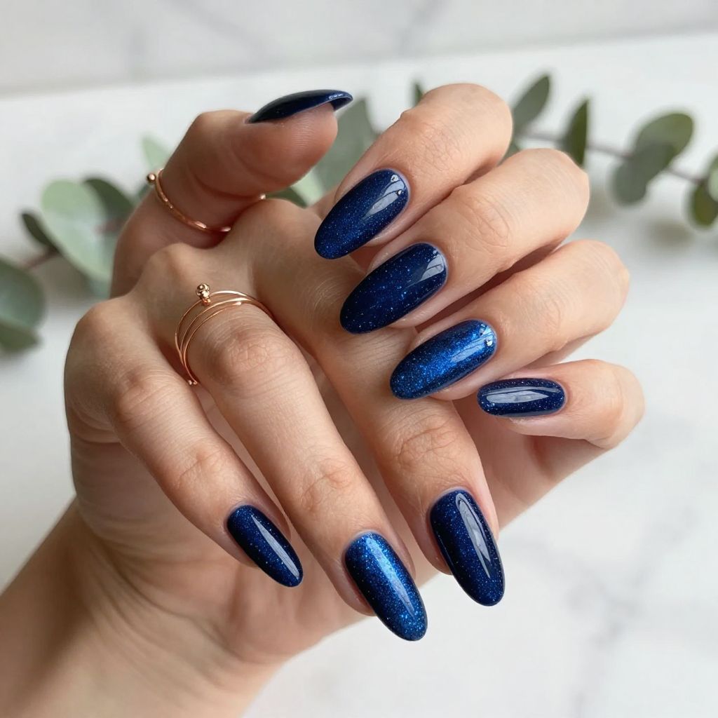 Navy Blue Nail Designs 8