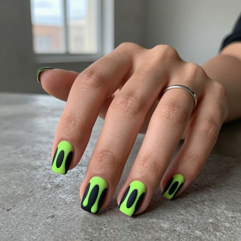 Neon Green Drip Effect Over Black Base
