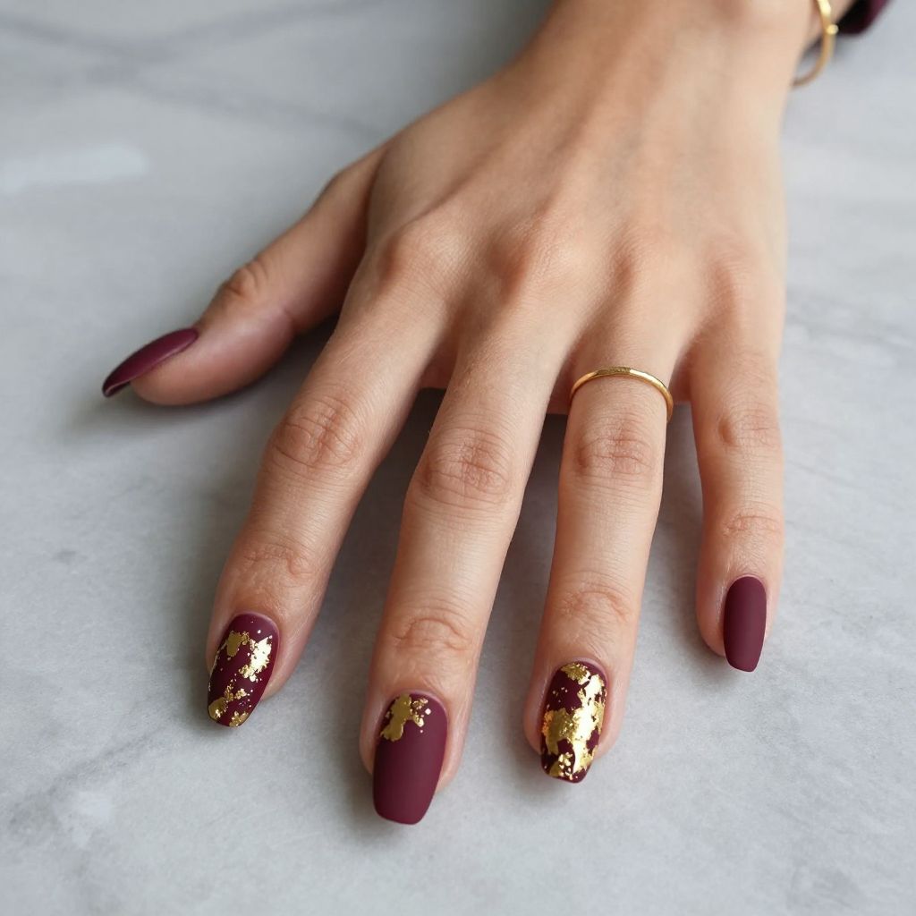Burgundy with Gold Leafing and Matte Finish