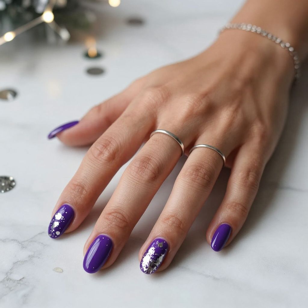 Deep Purple with Silver Splatter and Foil Details