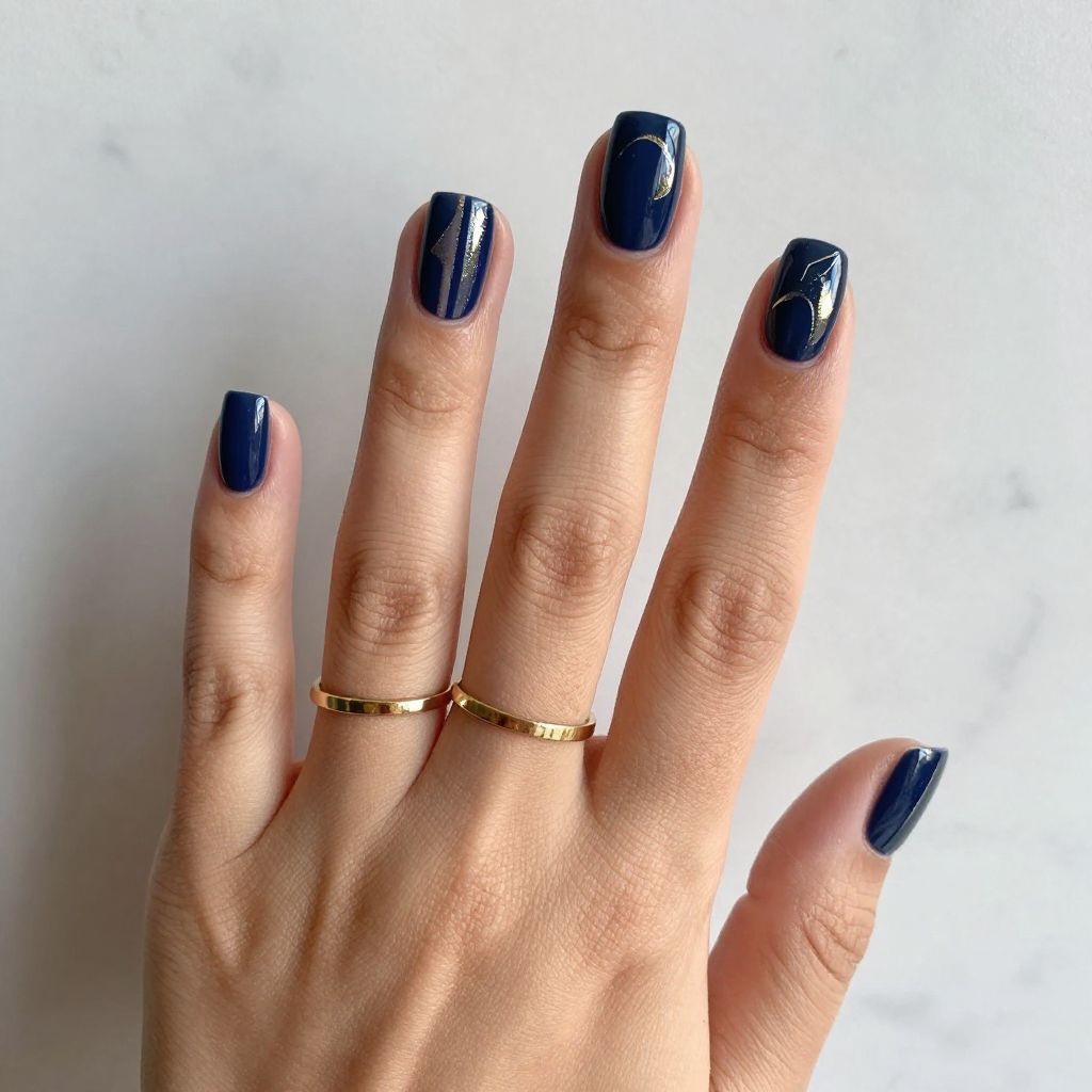 Navy Blue with Negative Space and Gold Accents