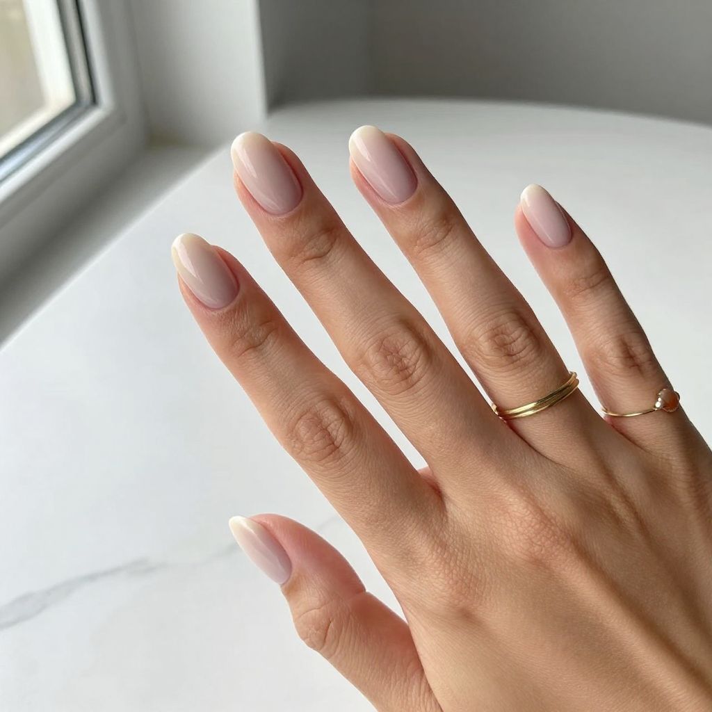 Classic Milky Nude Oval Nails
