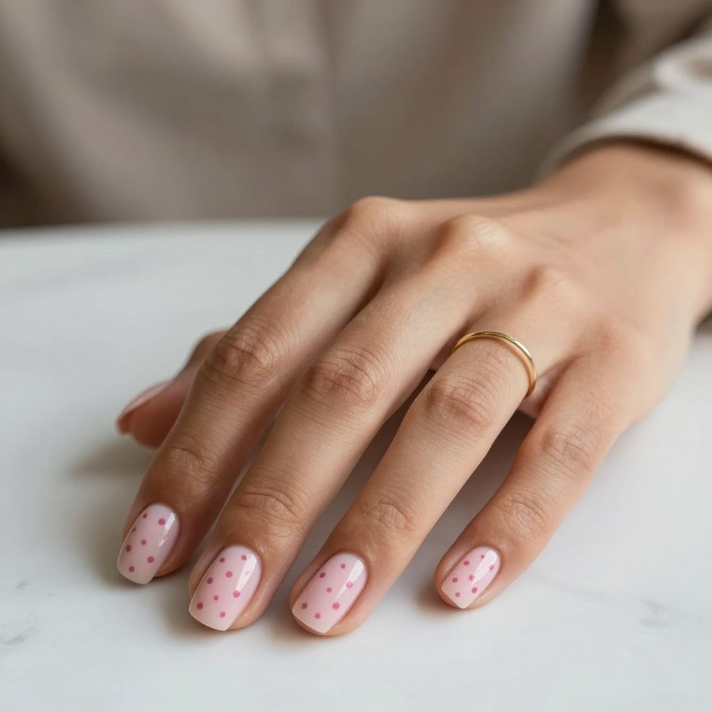 Pale Pink Rounded Square with Micro Dots