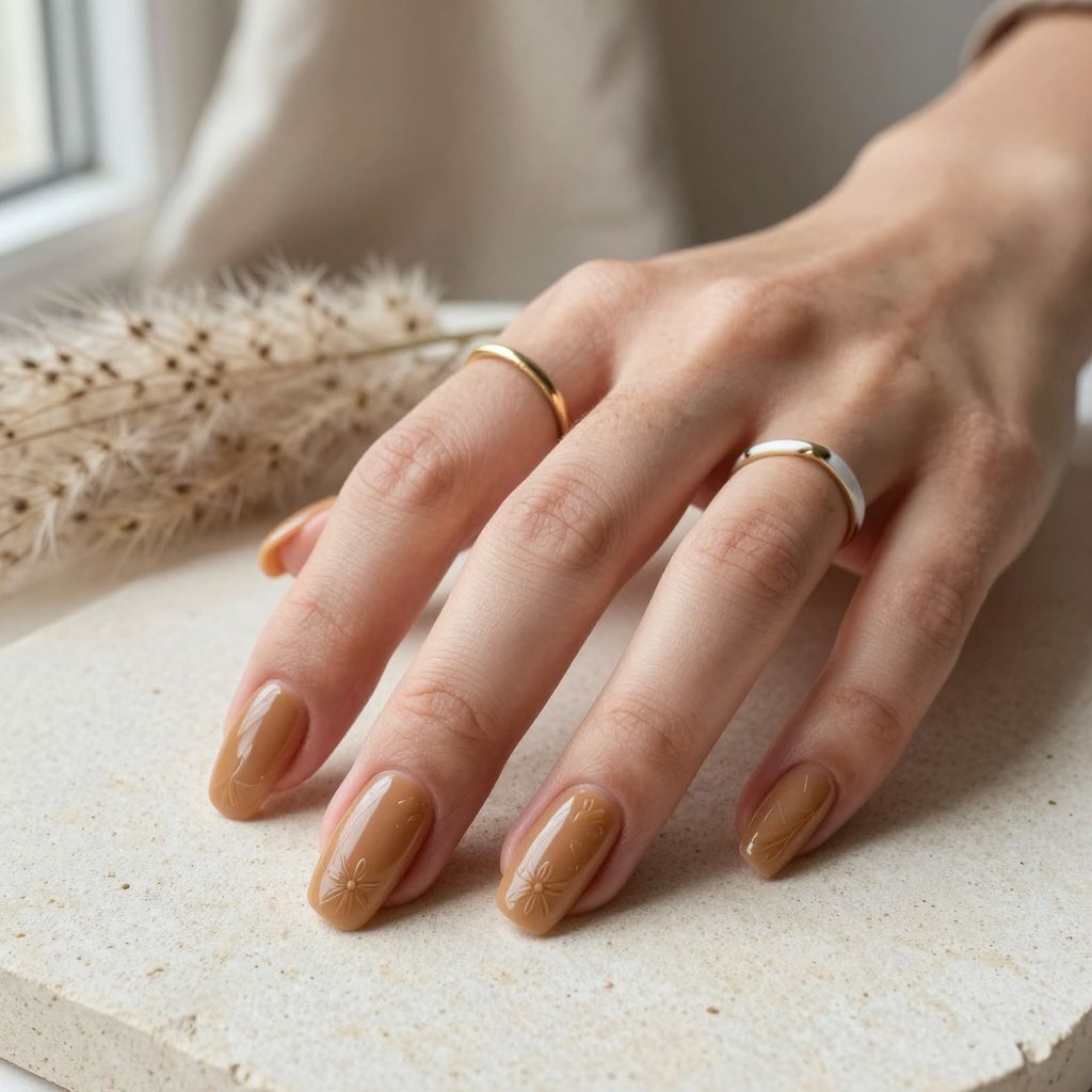 Caramel Nude with Embossed Texture Detail