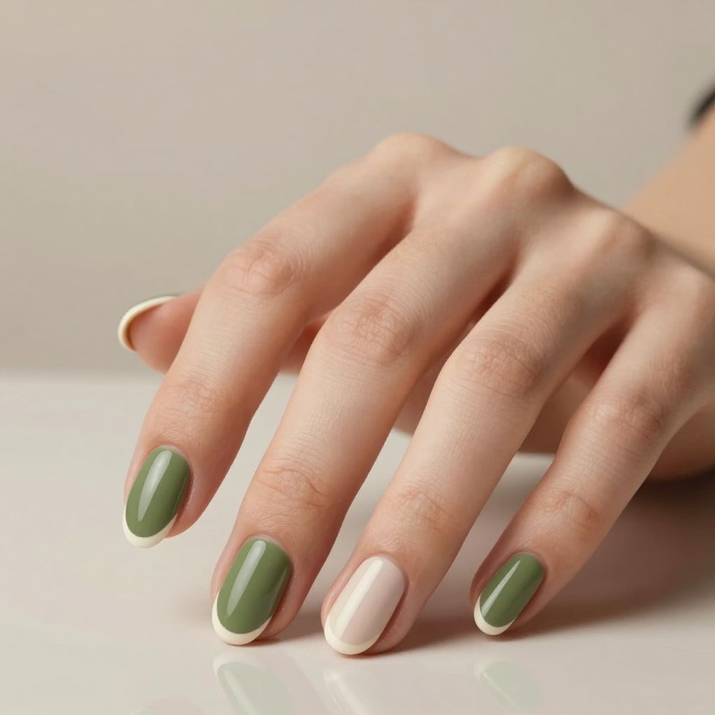 Olive Green Nails nail idea 10