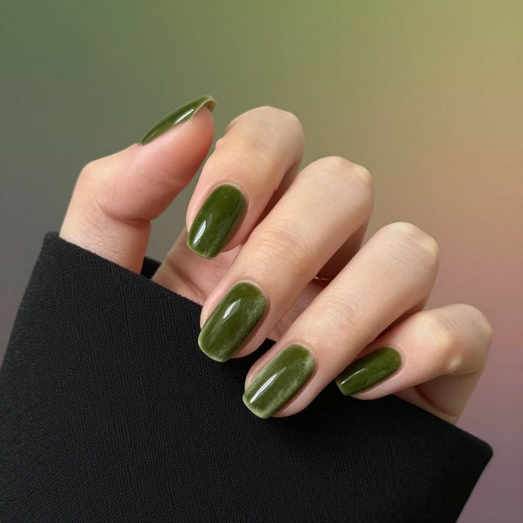 Olive Green Nails nail idea 12