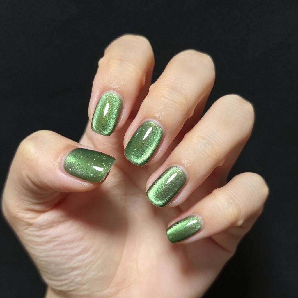 Olive Green Nails nail idea 13