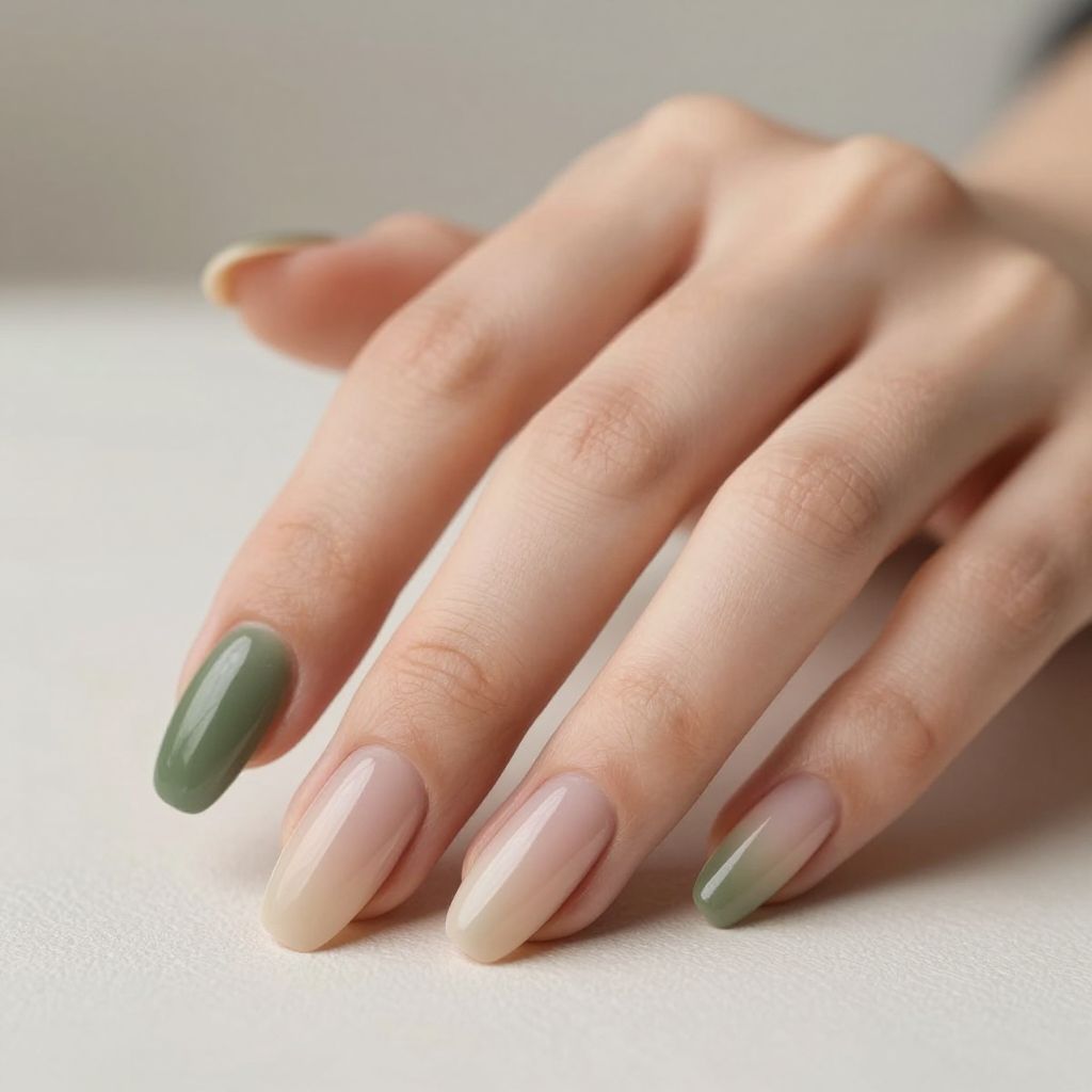 Olive Green Nails nail idea 14