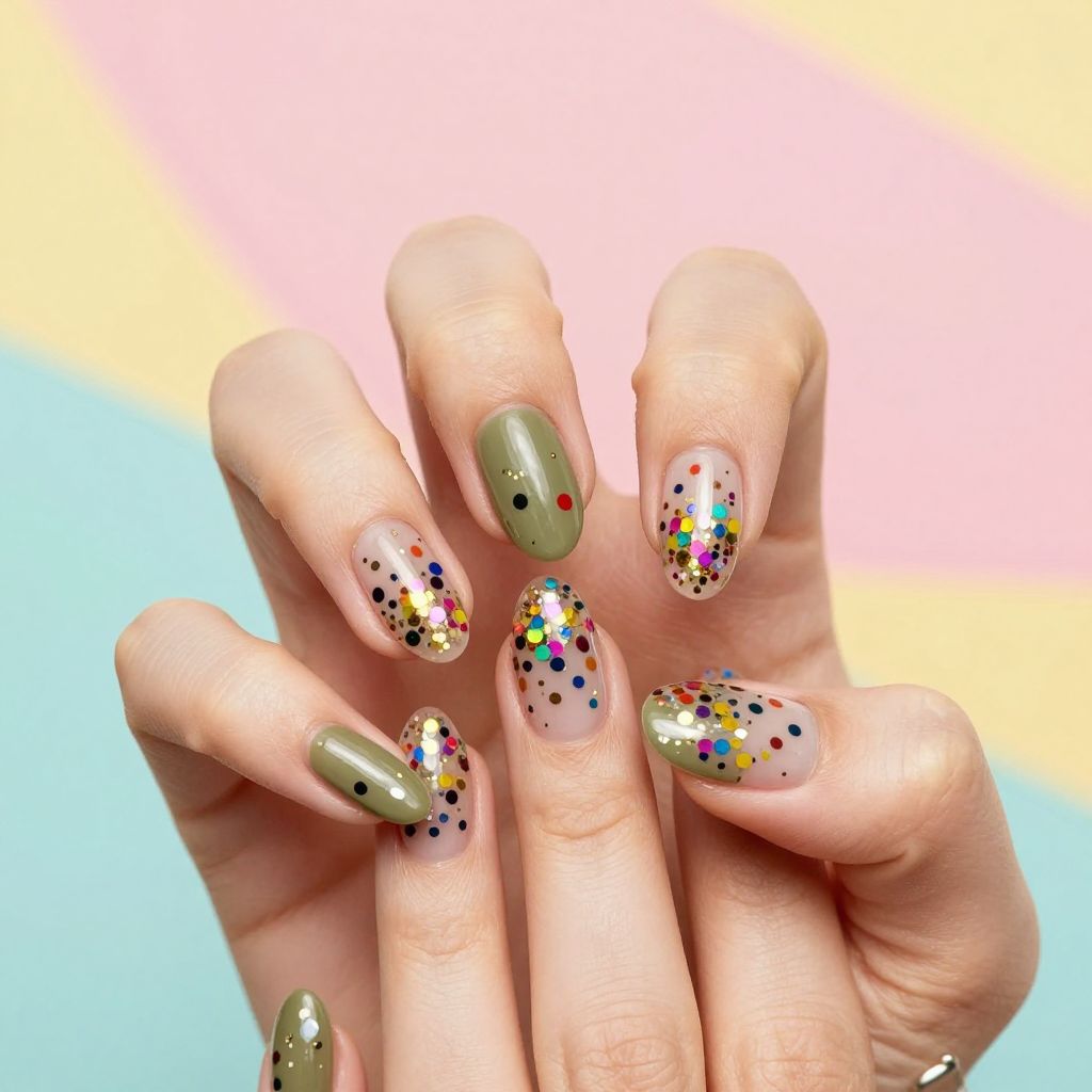 Olive Green Nails nail idea 15