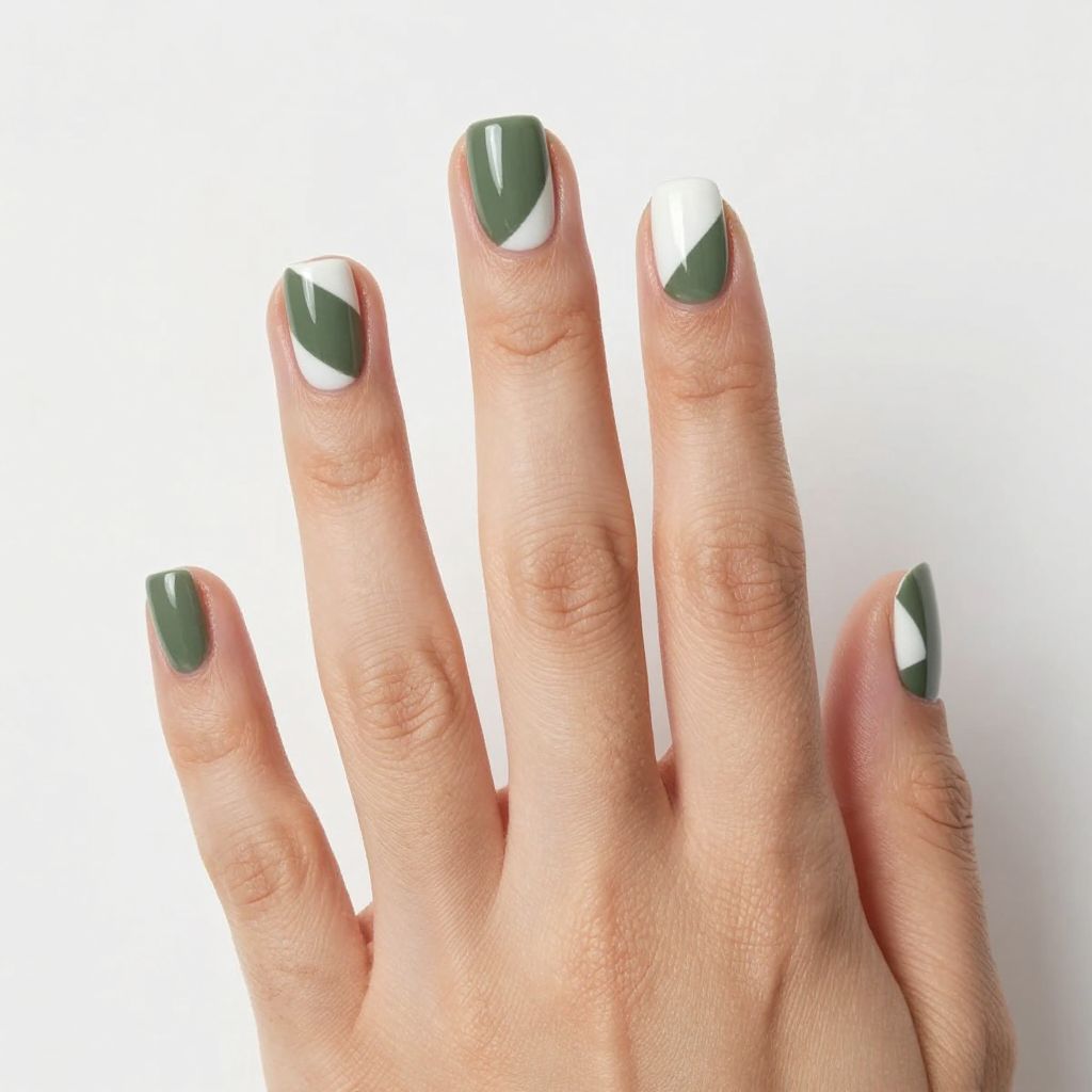 Olive Green Nails nail idea 3