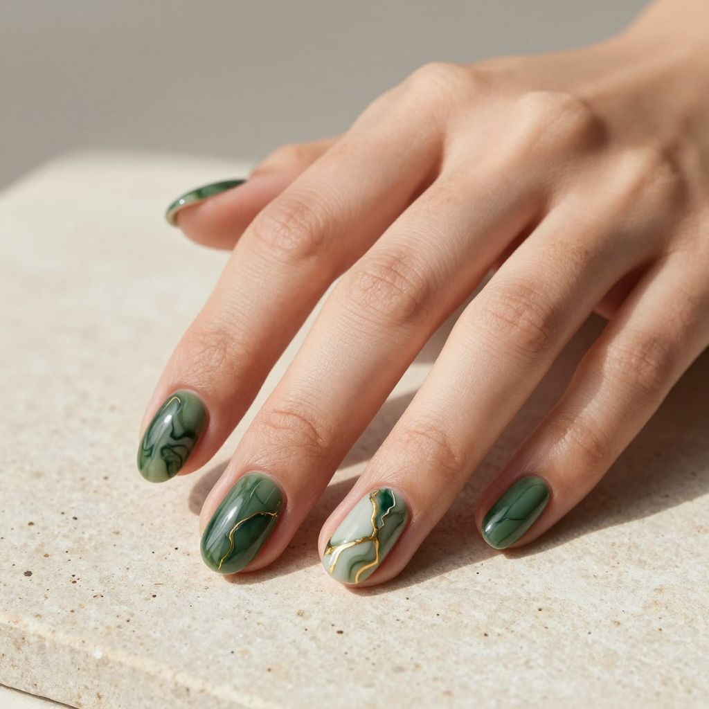 Olive Green Nails nail idea 4
