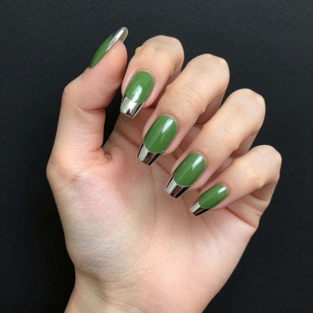 Olive Green Nails nail idea 5
