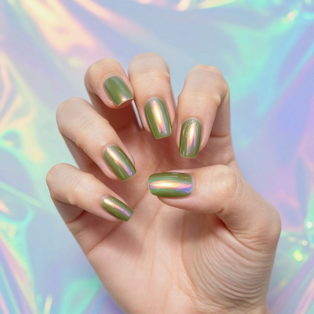 Olive Green Nails nail idea 7