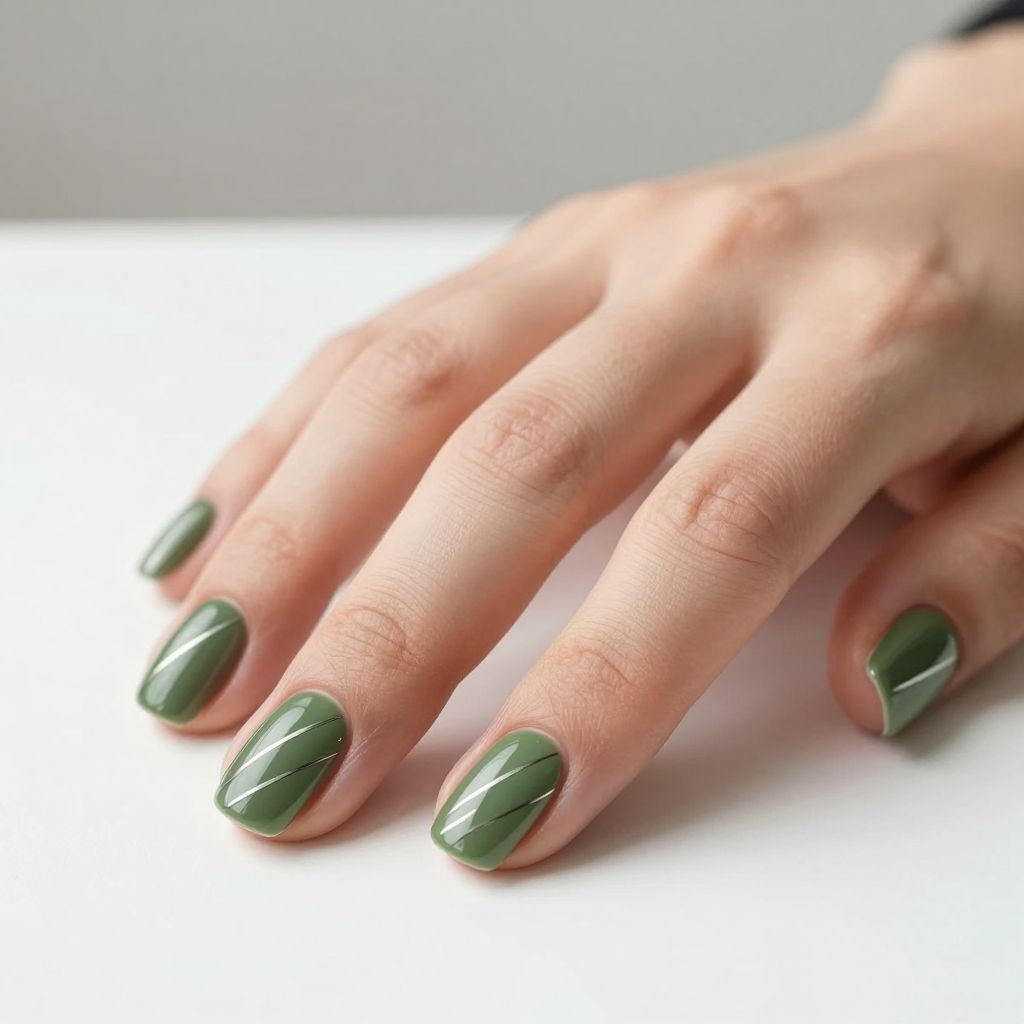 Olive Green Nails nail idea 8
