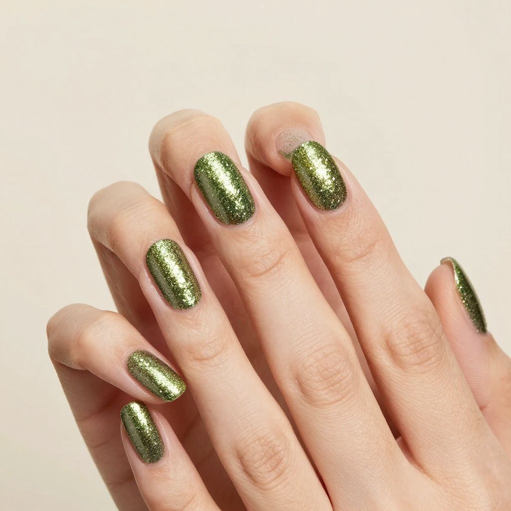 Olive Green Nails nail idea 9