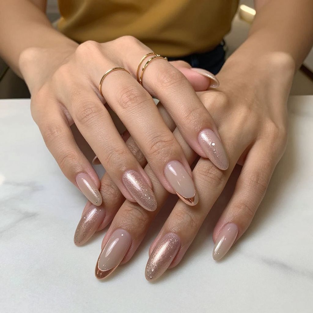 Rose Gold Ombre with Scattered Diamonds