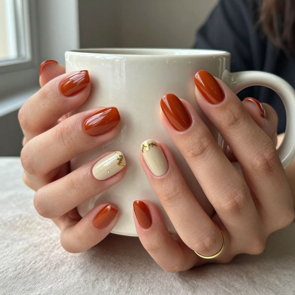 Burnt Orange Glazed Nails