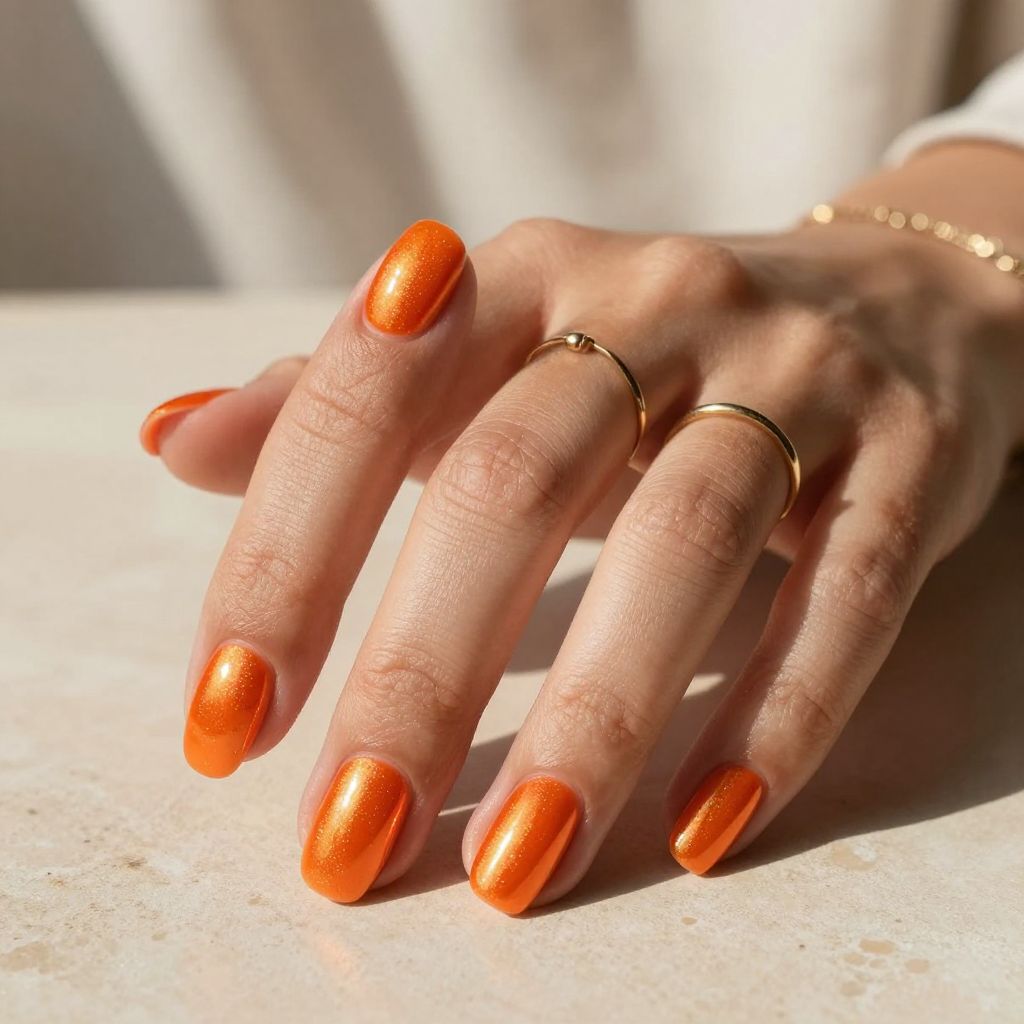 Orange Holographic Nails