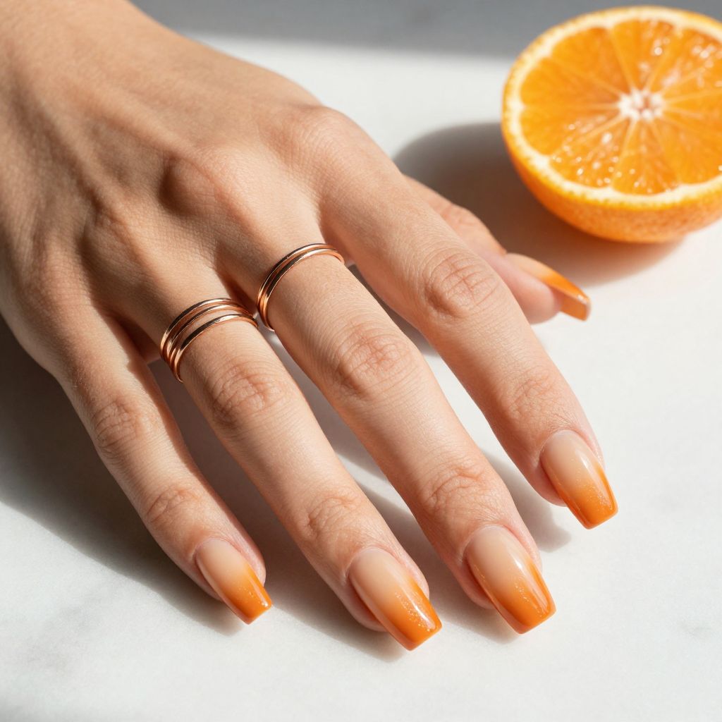 Orange Ombre Gradient Nails