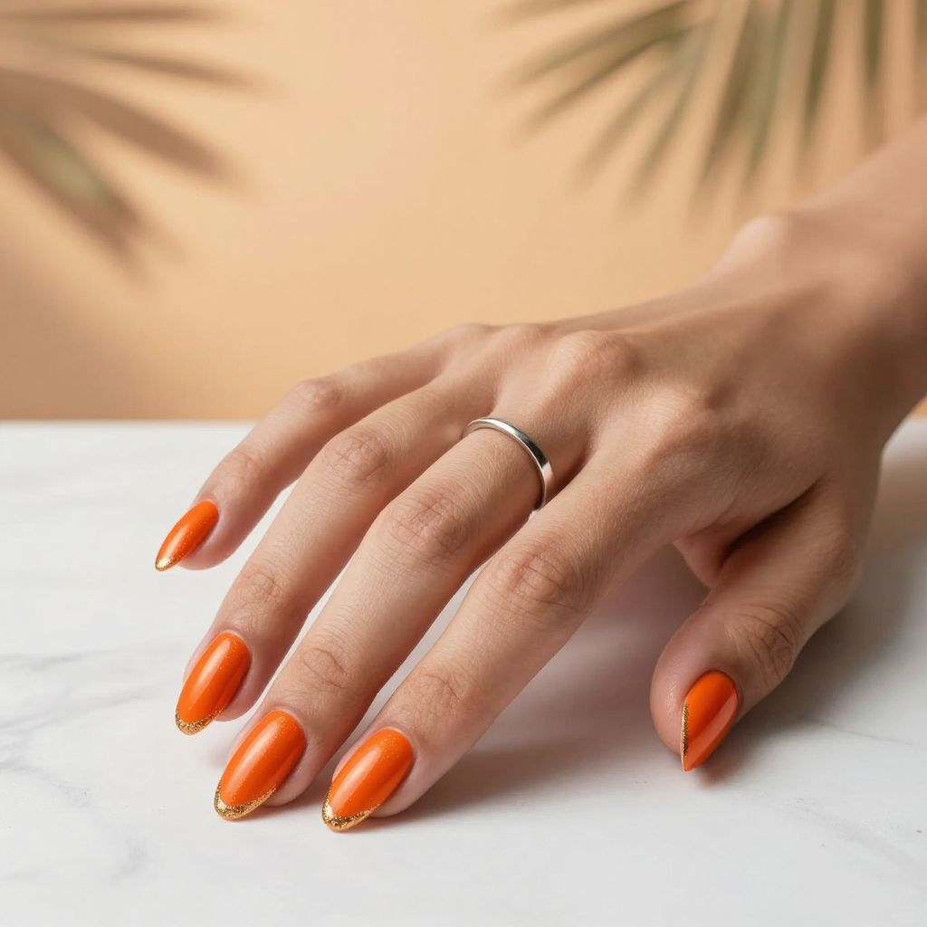 Tangerine Chrome Nails