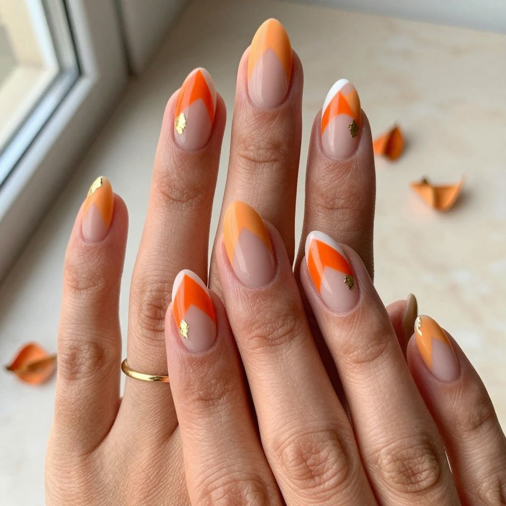 Orange Geometric Nails