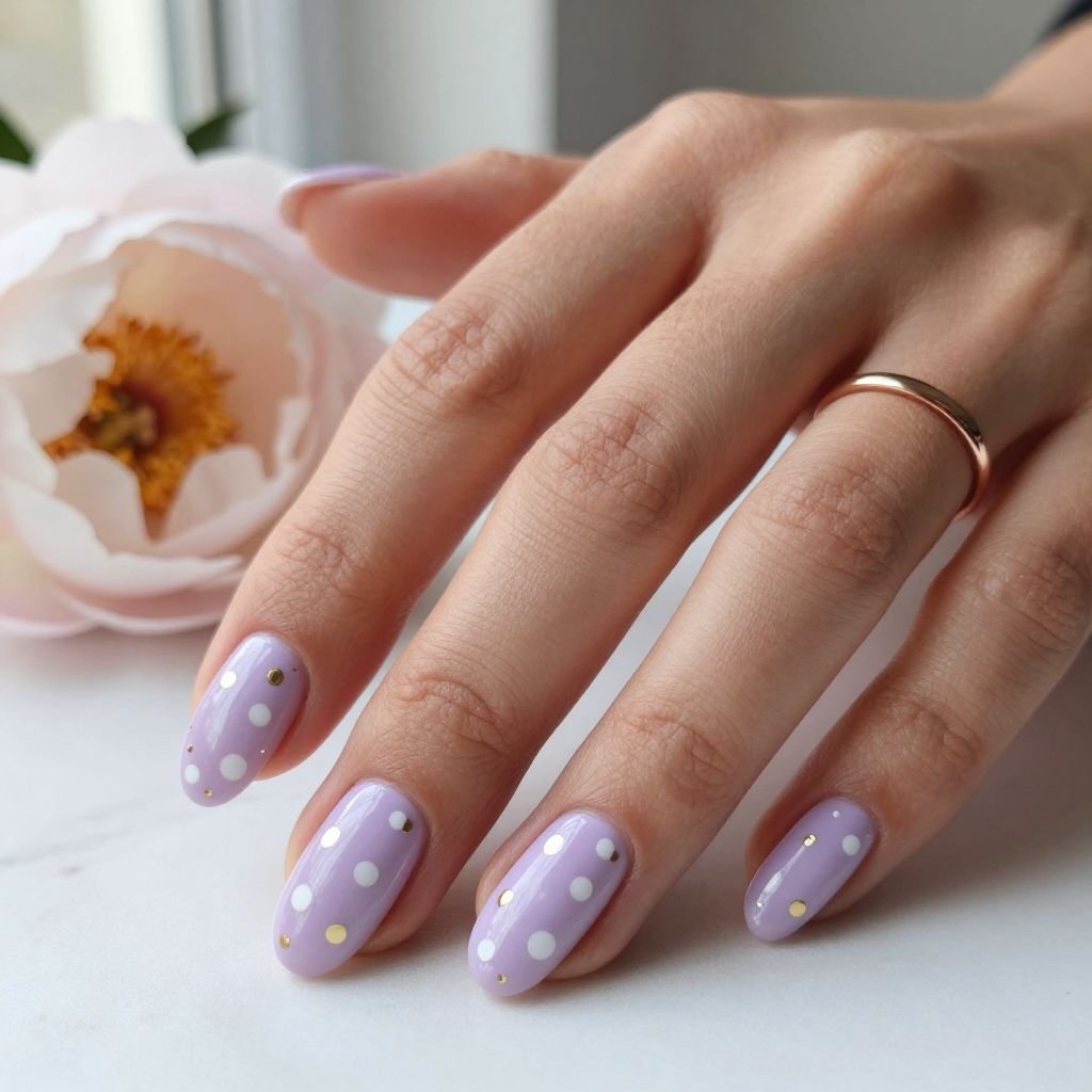 Pale Lilac with White Polka Dots
