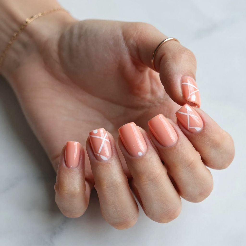 Pale Coral with White Negative Space Design