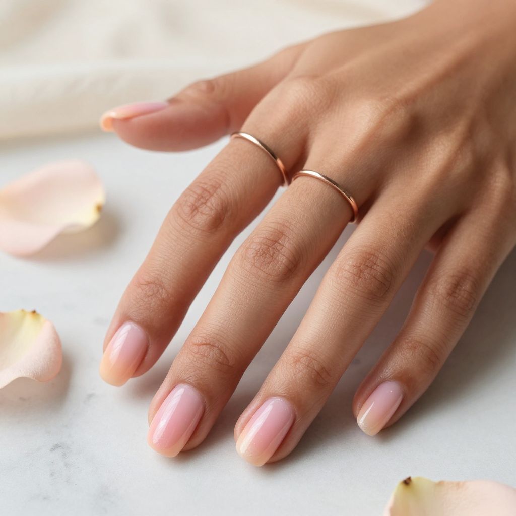 Peachy Pink Ombre Gradient Nails
