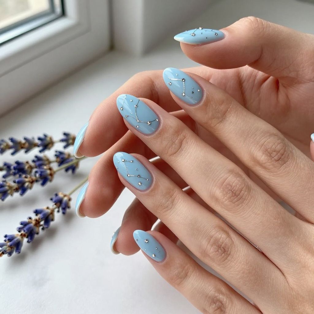 Baby Blue with Silver Constellation Details
