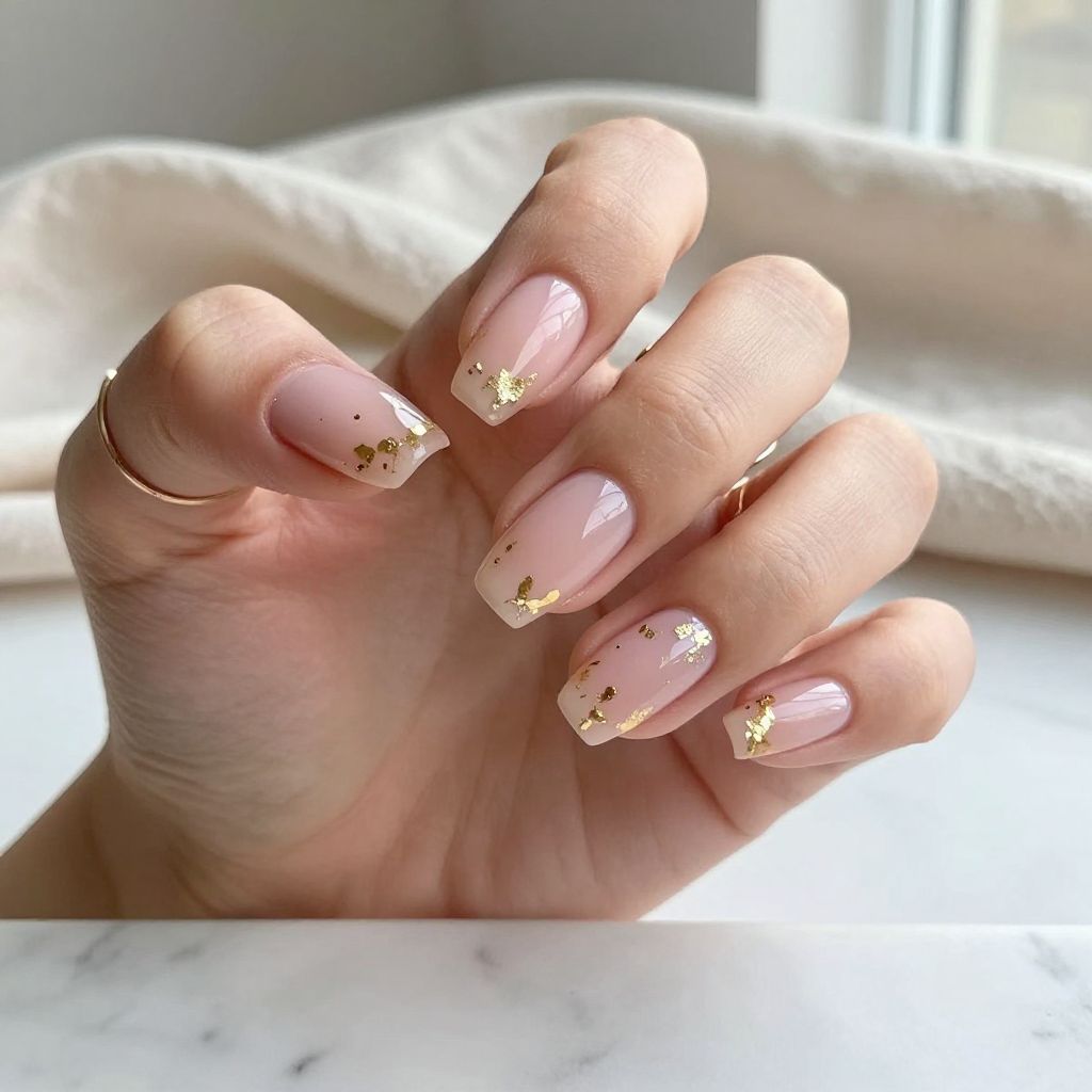 Blush Pink with Gold Leaf Accents