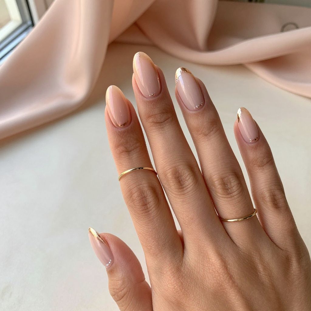 Pale Peach Ombre with Rose Gold Tips