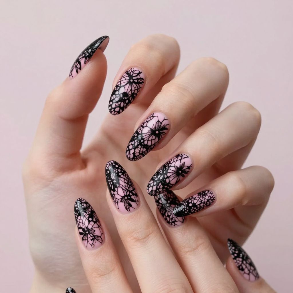 Pink And Black Nail Designs nail idea 14