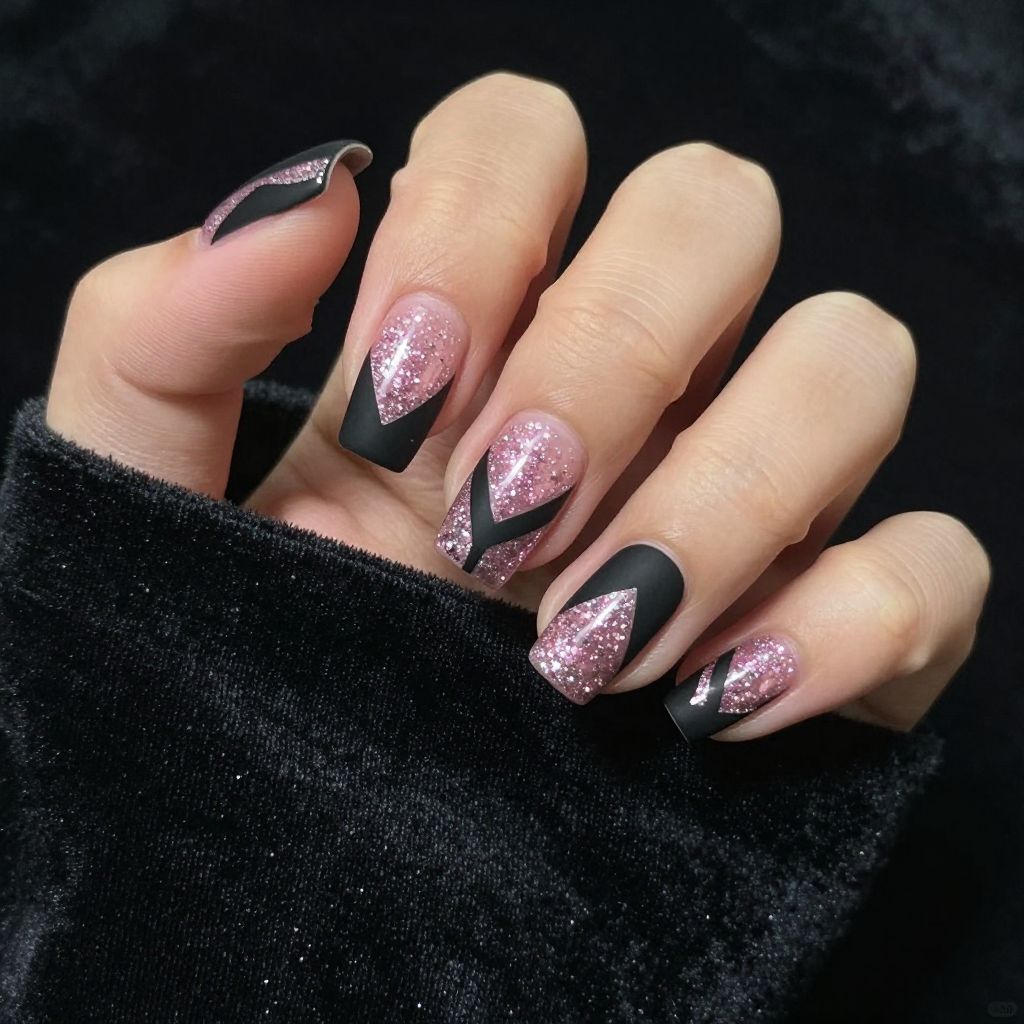 Pink And Black Nail Designs nail idea 8