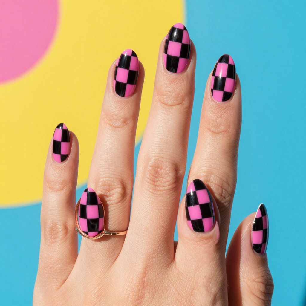 Pink And Black Nail Designs nail idea 9