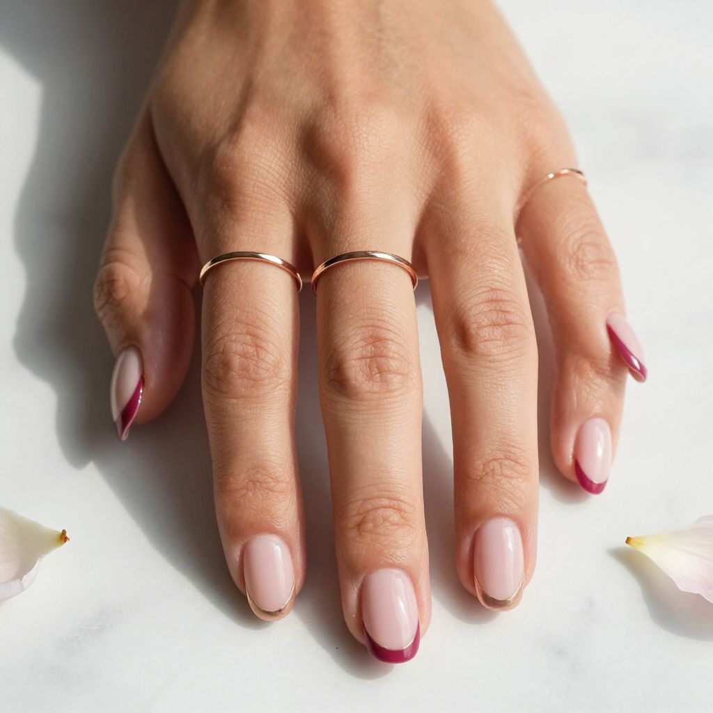 Reverse French Tips in Pink and Nude