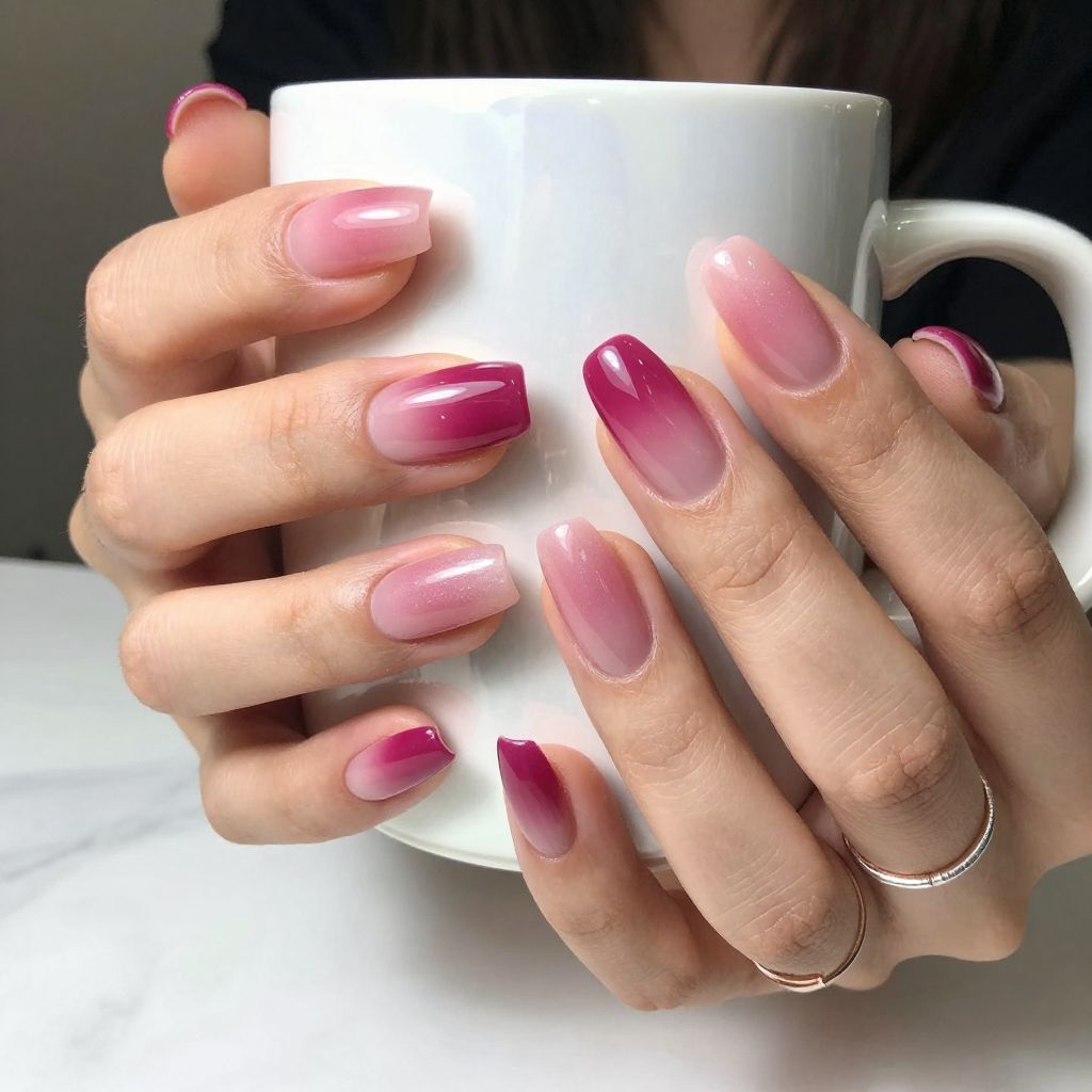 Ombre Gradient Pink French Tips