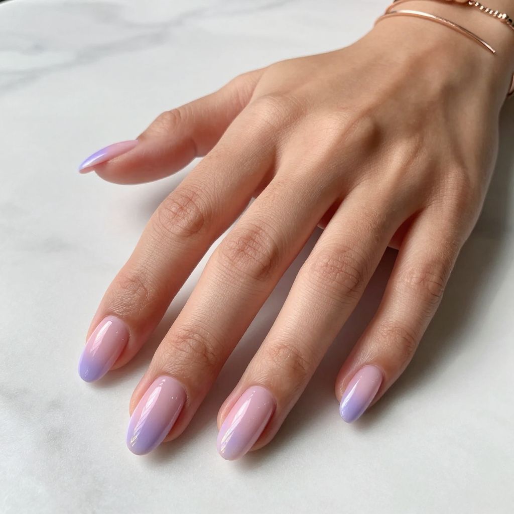 Gradient Pink to Purple French Tips