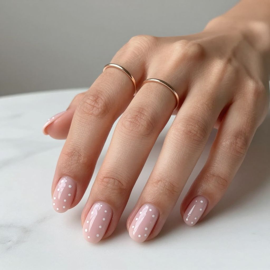 Soft Pink with Minimalist White Dot Details