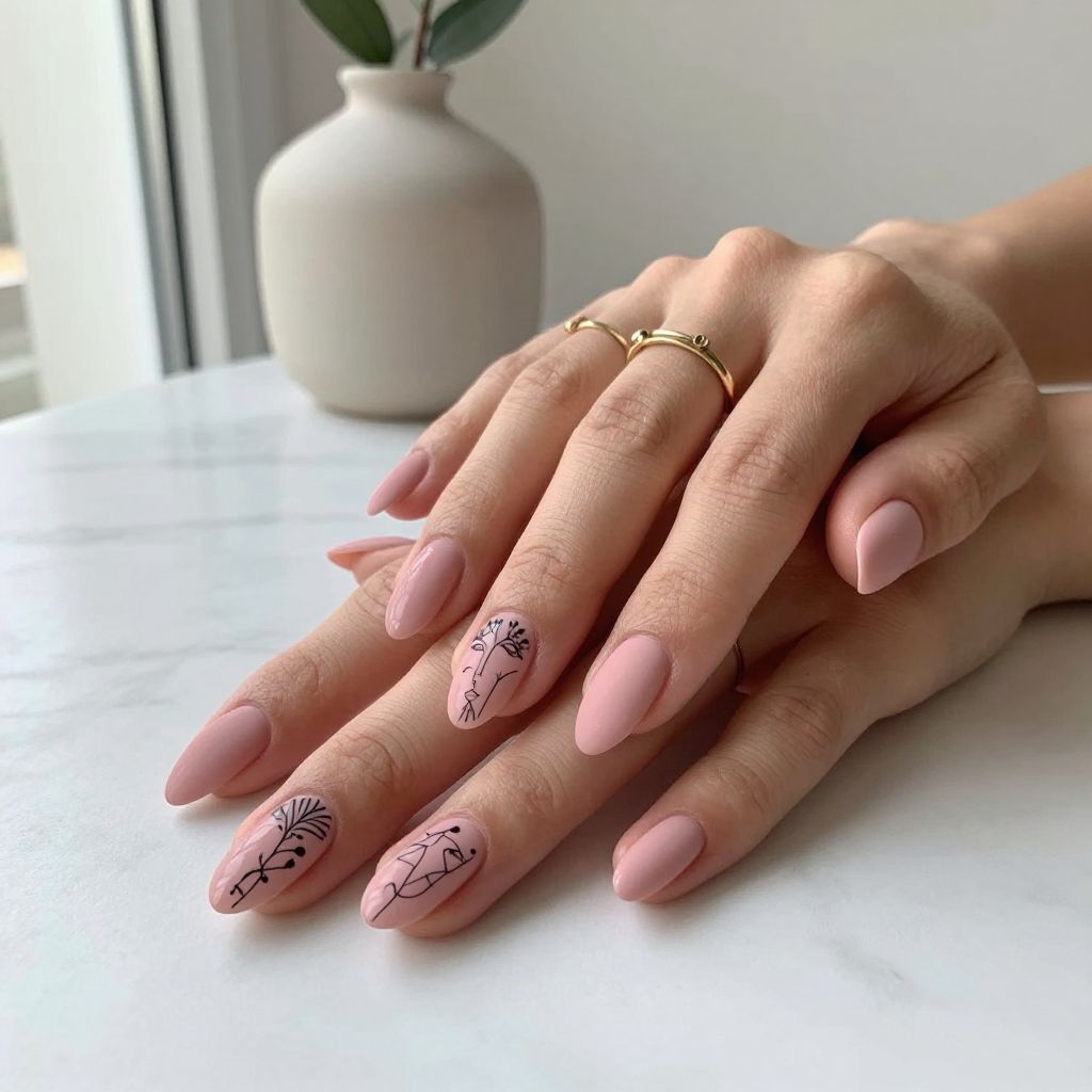 Rose Pink with Fine Line Art Details