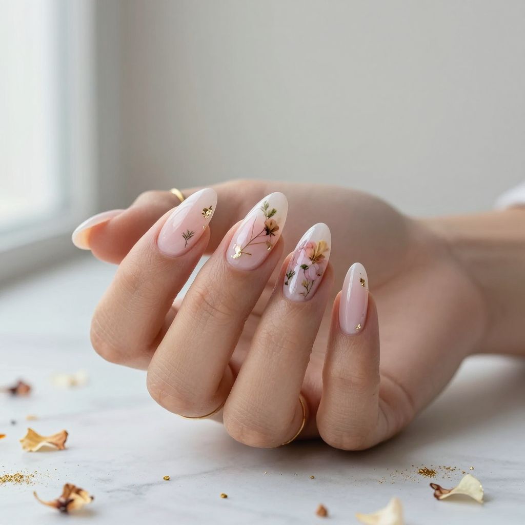 Pastel Pink with Pressed Dried Flowers