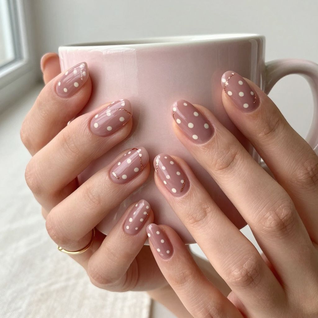Dusty Rose and Cream Polka Dots