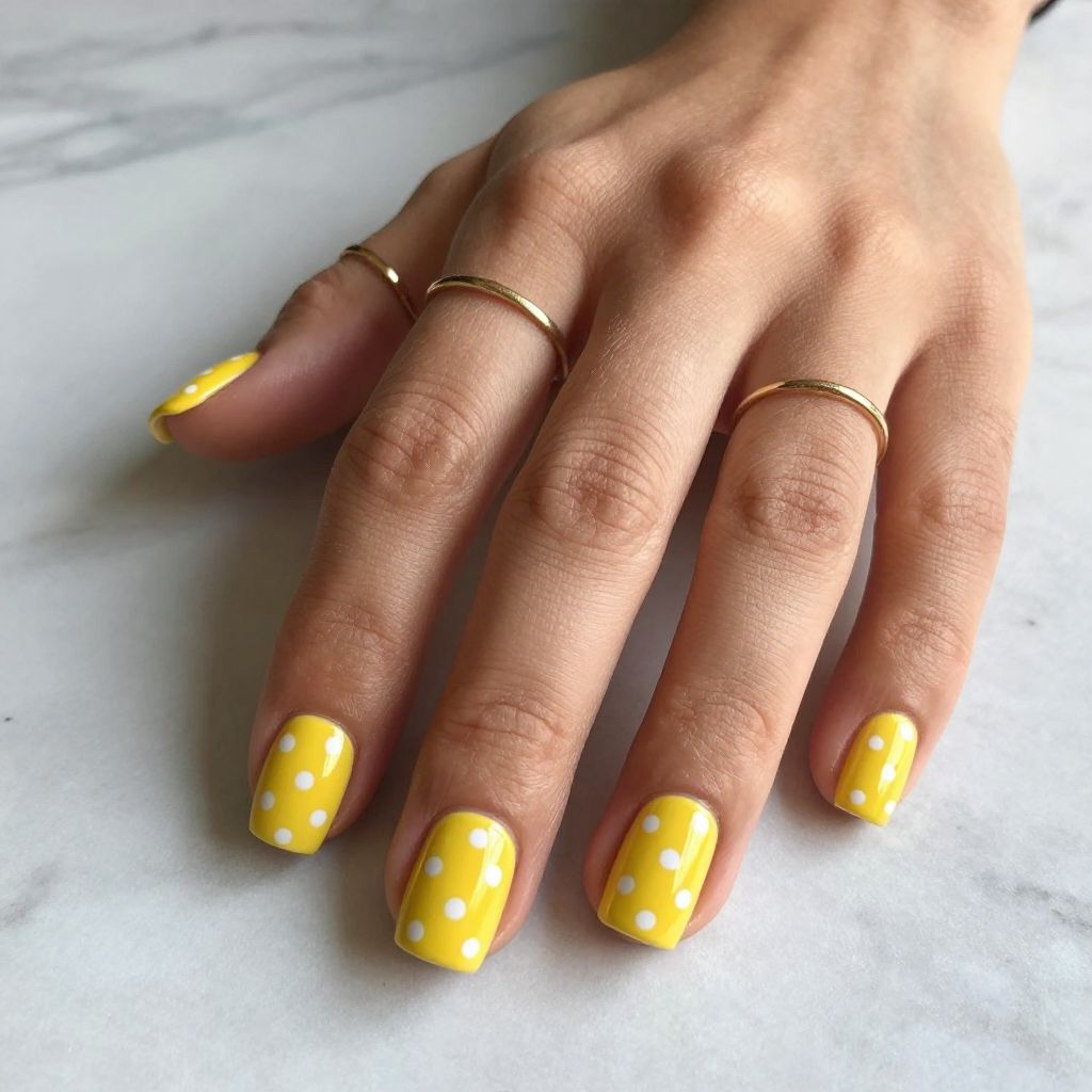 Yellow and White Polka Dots