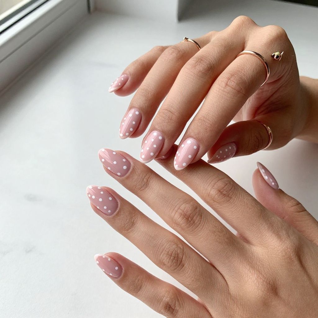 Pastel Pink and White Polka Dots