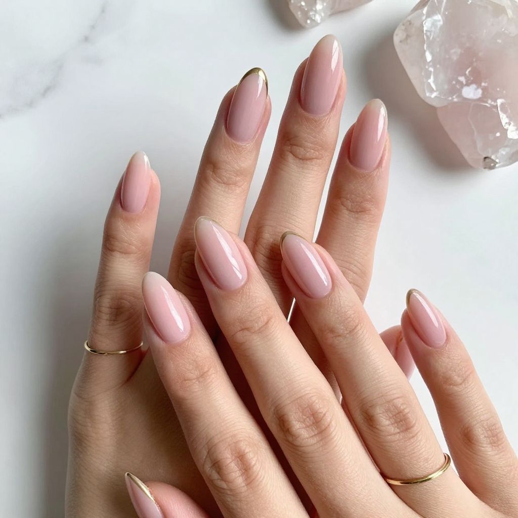 Soft Pink Ombre Almond Nails