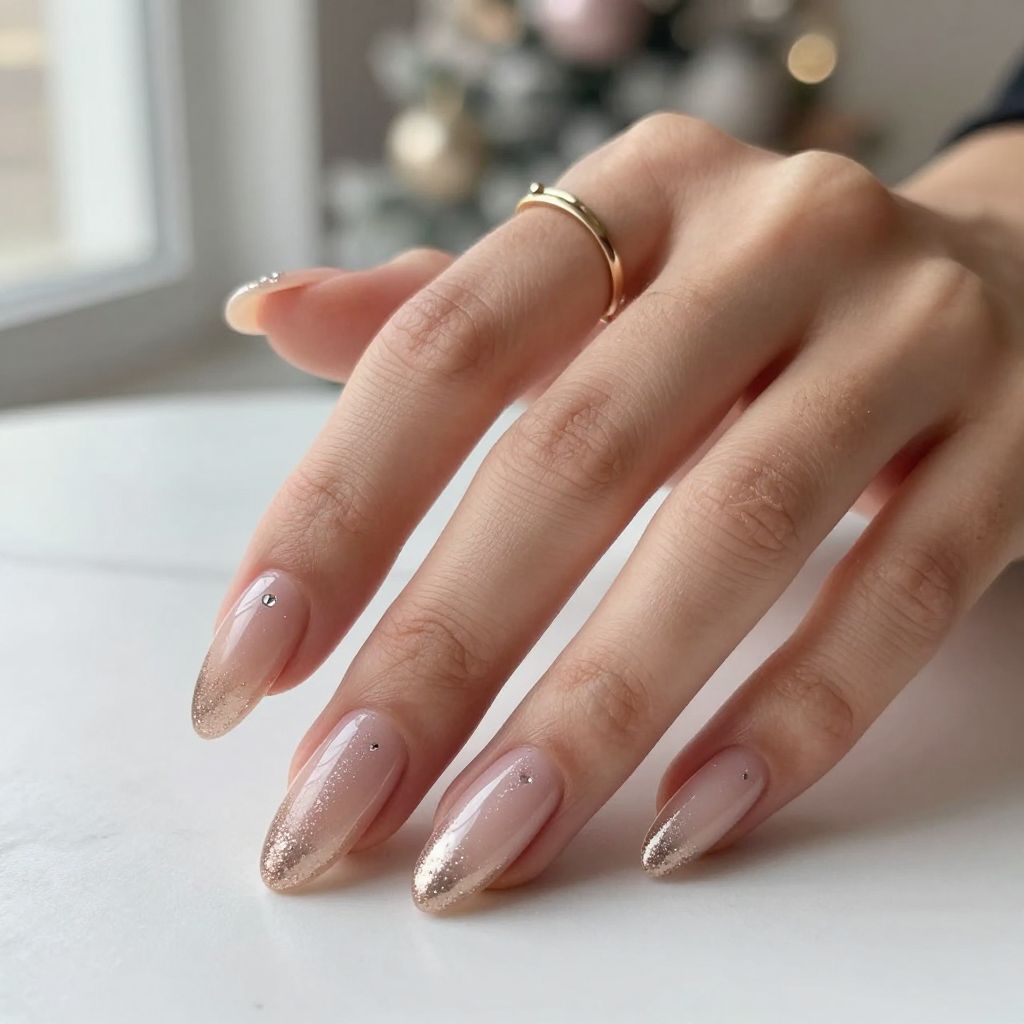 Glitter Gradient Almond Nails